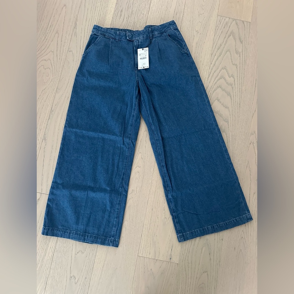 NWT Zara - Wide-Leg Blue Denim Trouser Jeans